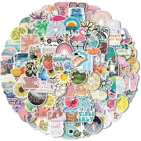 Amazon.com: Preppy Sticker 50pcs Pink Party Supplies Decor Aesthetic ...