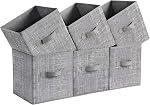 SONGMICS Storage Cubes, 28 cm Non-Woven Fabric Bins with Double Handles, Set of 6, Closet Organizers for Shelves, Foldable, for Clothes, Dove Gray UROB26LG