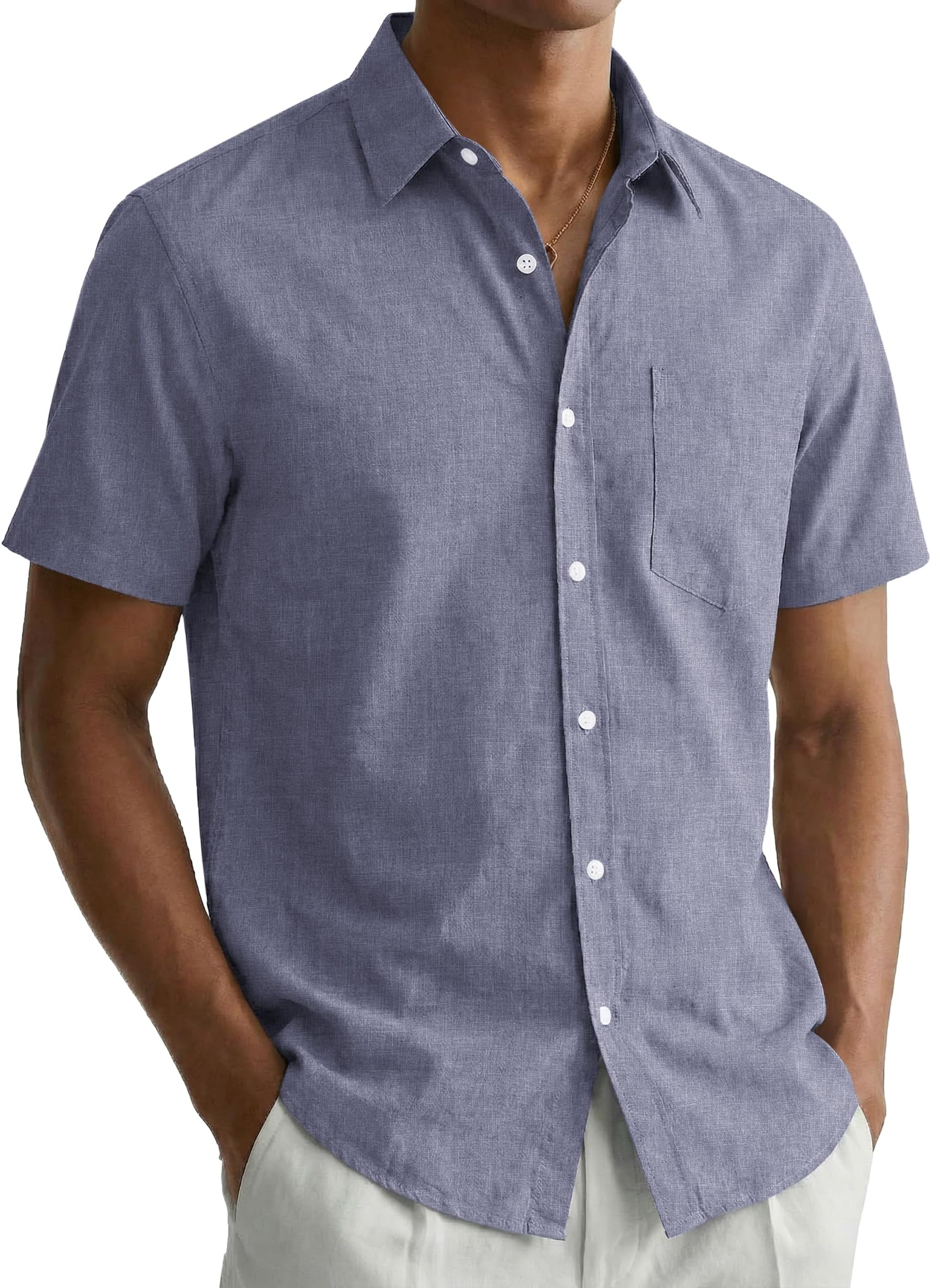 – Mens Shirts Short Sleeve Summer Shirt Regular Fit Casual Shirts Holiday Shirt with Pocket