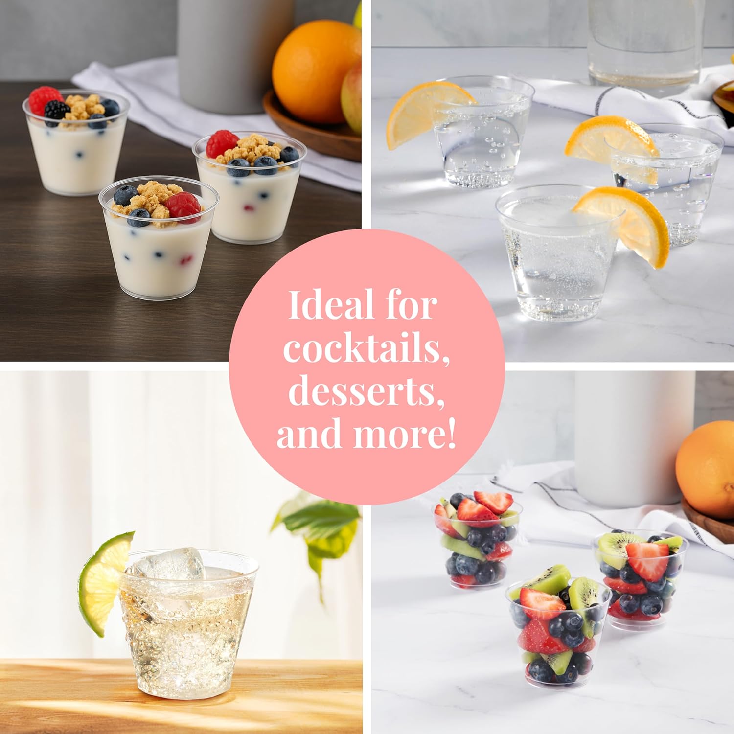 Small Clear Plastic Cups - 5 oz. 200 Pack - Hard Disposable Cup - Wine and Plastic Cocktail Glasses - Drinking and Party Punch Cups and Bulk Wedding Tumblers - Image 6