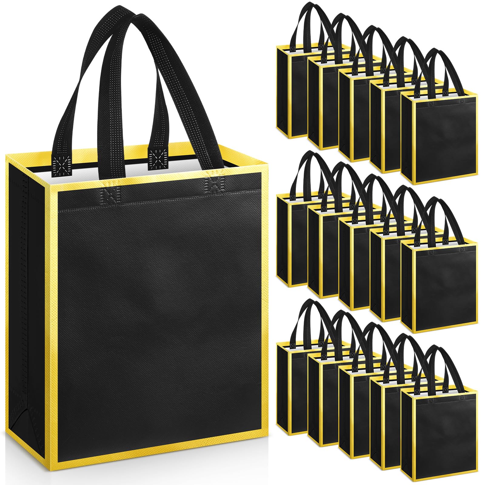 Sweetude 16 Pcs Reusable Gift Bags with Handles Non Woven Reusable Goodie Gift Tote Bags for Wedding Shopping Retail Birthday Holiday Graduation