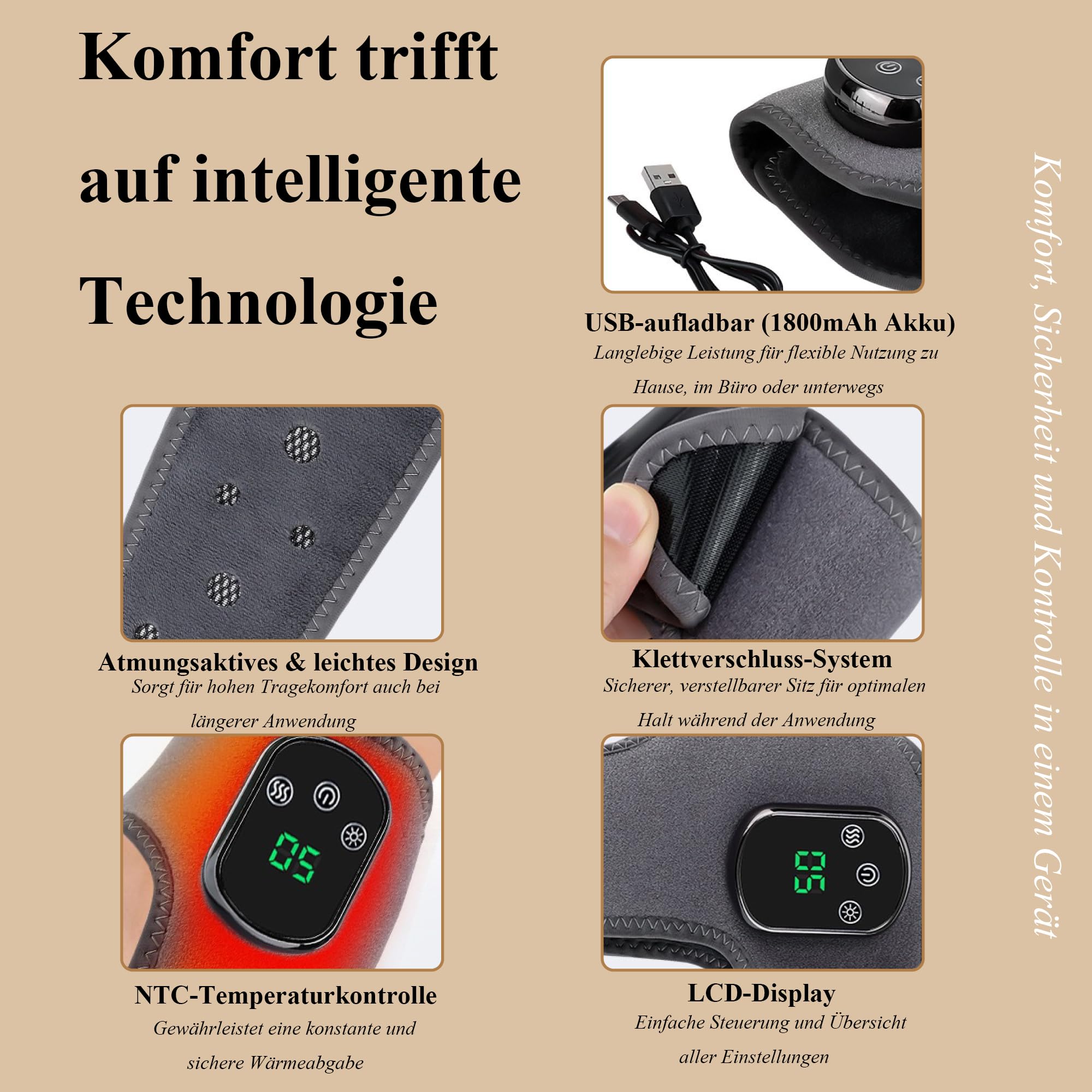 neurocur VitalPulser 3-in-1 Massager Fußmassager Elektrisch – 3 Massage-Modi & 5 Wärmestufen, Tragbar, Kabellos, Perfekt für Zuhause und Unterwegs (Schwarz)