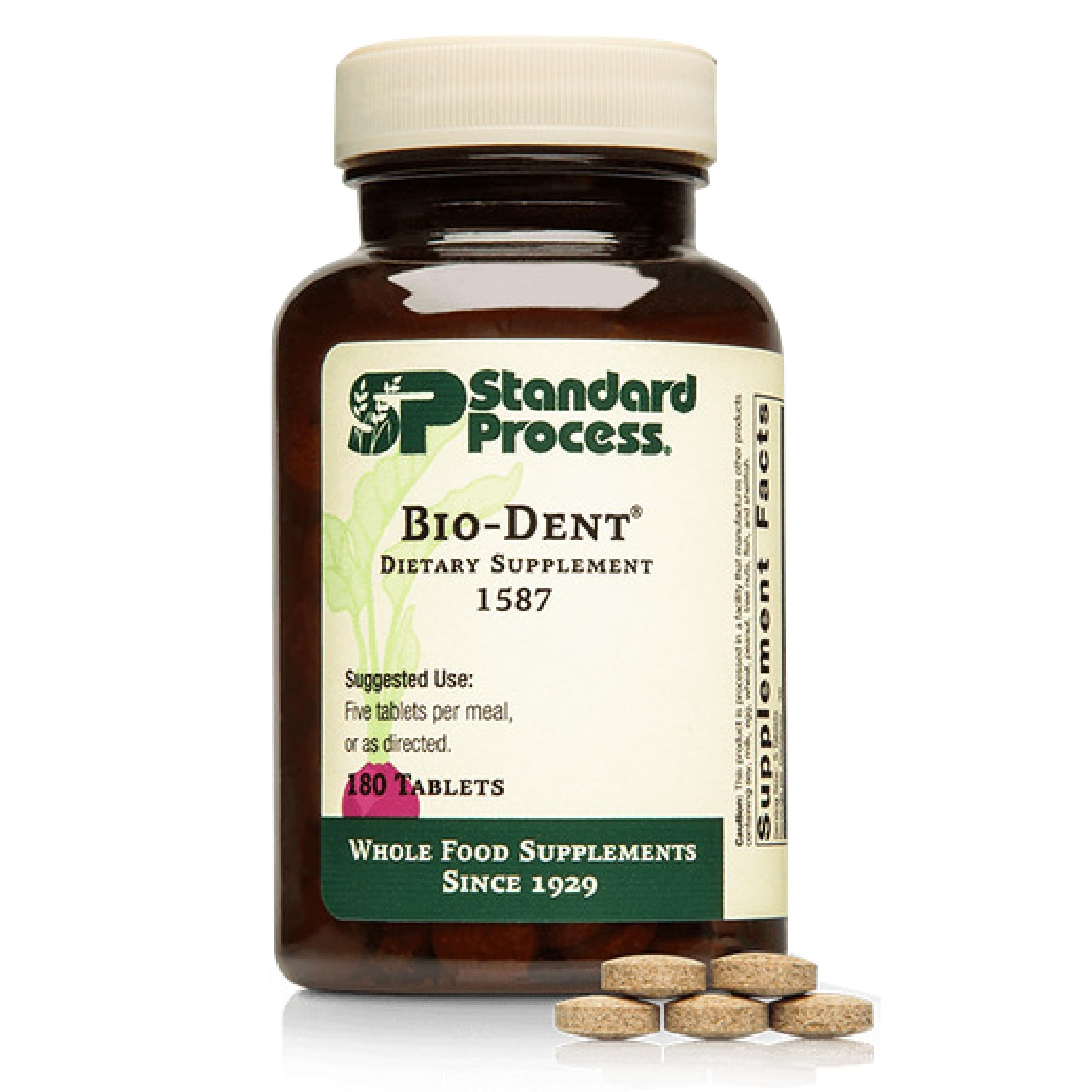 Standard Process Inc. Bio-Dent - Whole Food Supplement for Skin, Muscle, and Bone Health - Calcium, Licorice Root, Manganese, Phosphorus, and More - 180 Tablets