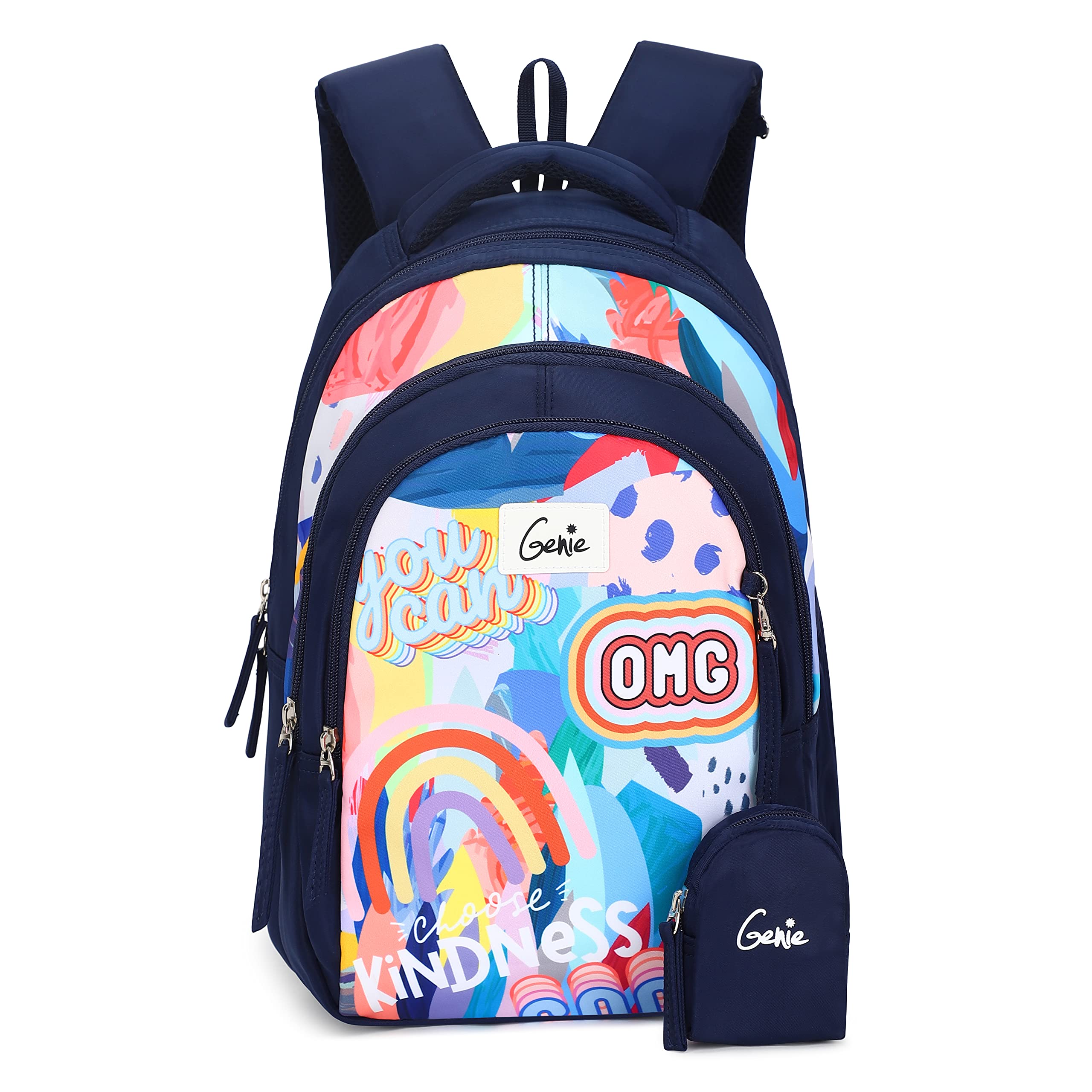 Jane Kids Backpacks, 15 inches, Cute, Colourful bags for girls, Water Resistant and Lightweight. 3 compartment with Happy Pouch-image-18