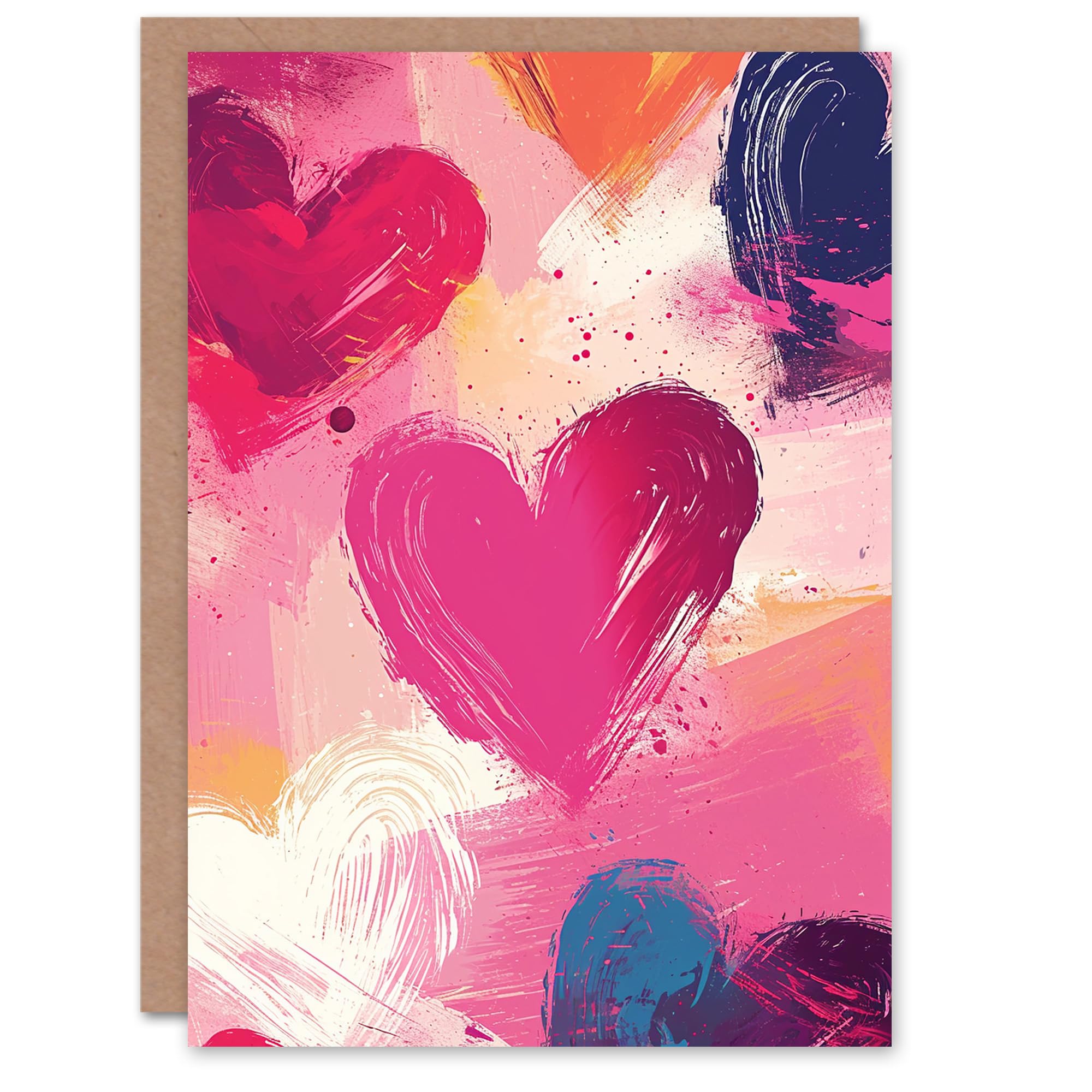 Artery8 Valentines Day Greeting Card Love Heart Painting No Message Blank For Him or Her