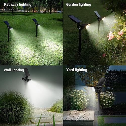 Miniatura 7 de Focos solares para exteriores, 4 modos de luz solar para paisaje con LED de súper brillo, panel y luz ajustable, luces de seguridad alimentadas por
