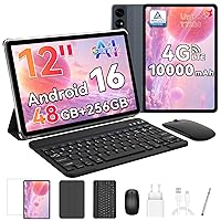 BESTTAB Android 16 Tablet con tastiera, 12,2 pollici 120 Hz 2,5 K FHD