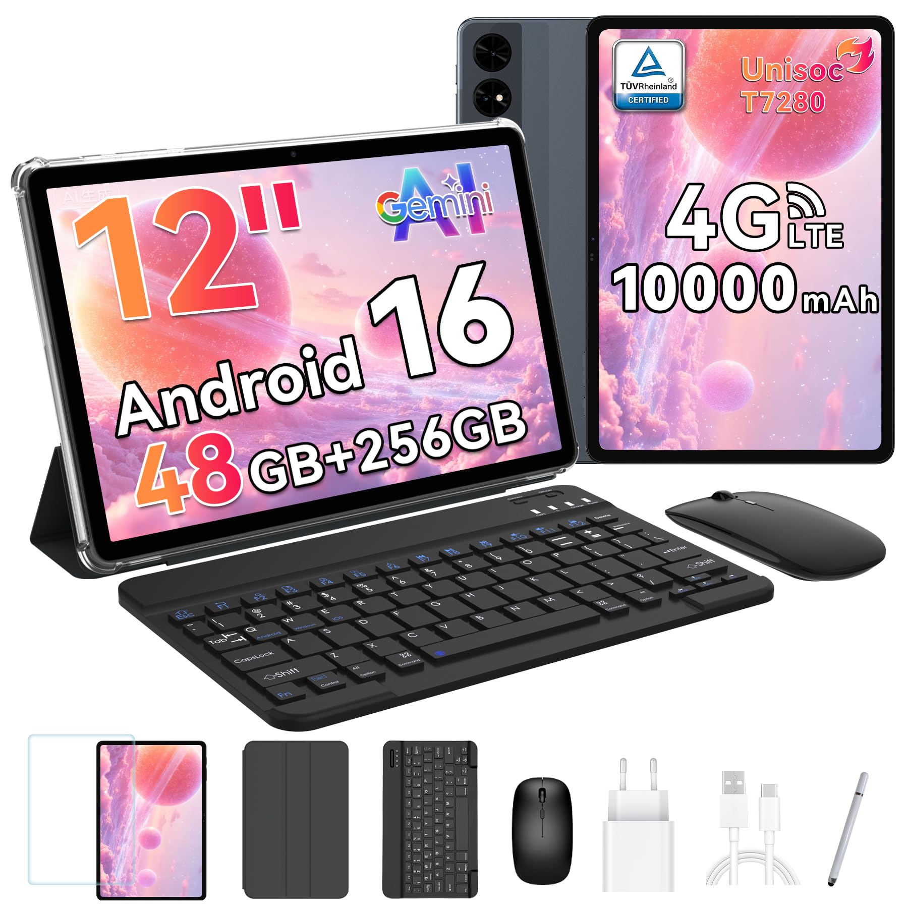 android tablet 12.2 inch 120hz 48gb ram 256gb rom