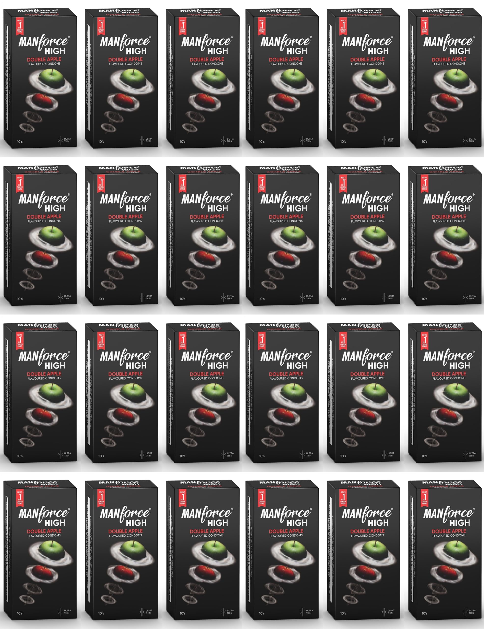 Manforce High Double Apple Flavoured Condoms for Men| 10 Count| Ultra Thin Condom| Lubricated Latex Condoms| For Her Enhanced Pleasure x Pack of 24-image-43