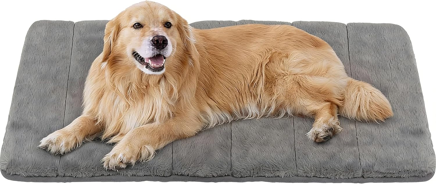 Dog Crate Pad for X Large Dog - 41x27 Memory Foam Dog Bed, Washable & Anti-Slip Dog Bed Mat, Ultra Soft Kennel Pad for Dogs Cozy Sleeping Mat, Grey
