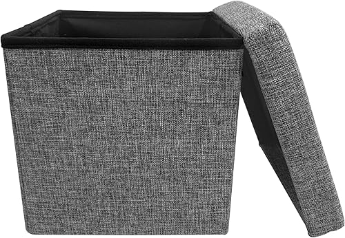 Banco otomano de almacenamiento plegable y tapizado copetudo, almacenamiento y juguetes plegables, reposapiés, asiento acolchado para dormitorio,