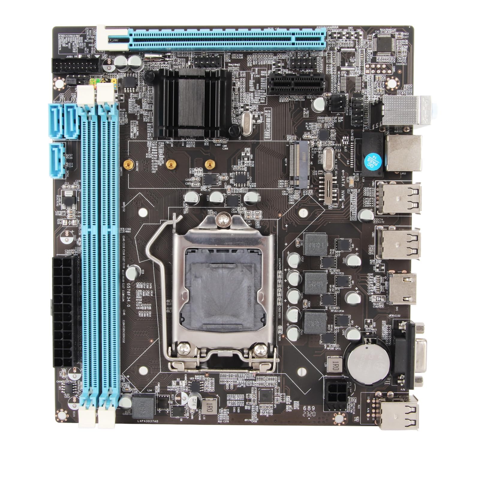 Dpofirs Placa Base de Escritorio, LGA 1155 CPU Ranura de 2.ª Generación Placa Base DDR3 de Doble Canal con Alimentación Trifásica, Salida HD VGA, Micro ATX para Juegos