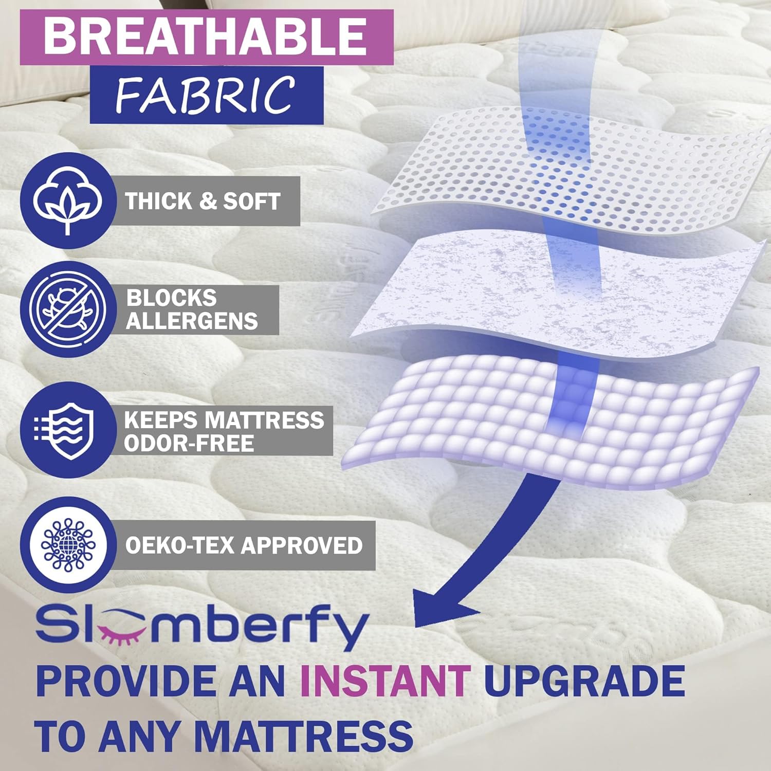 Twin Size Mattress Topper, Viscose Made from Bamboo Pillow Top Mattress Pad for Back Pain Relief, Naturally Cooling for Hot Sleepers, 100% Waterproof, Breathable, Deep Pockets, 39”x75”