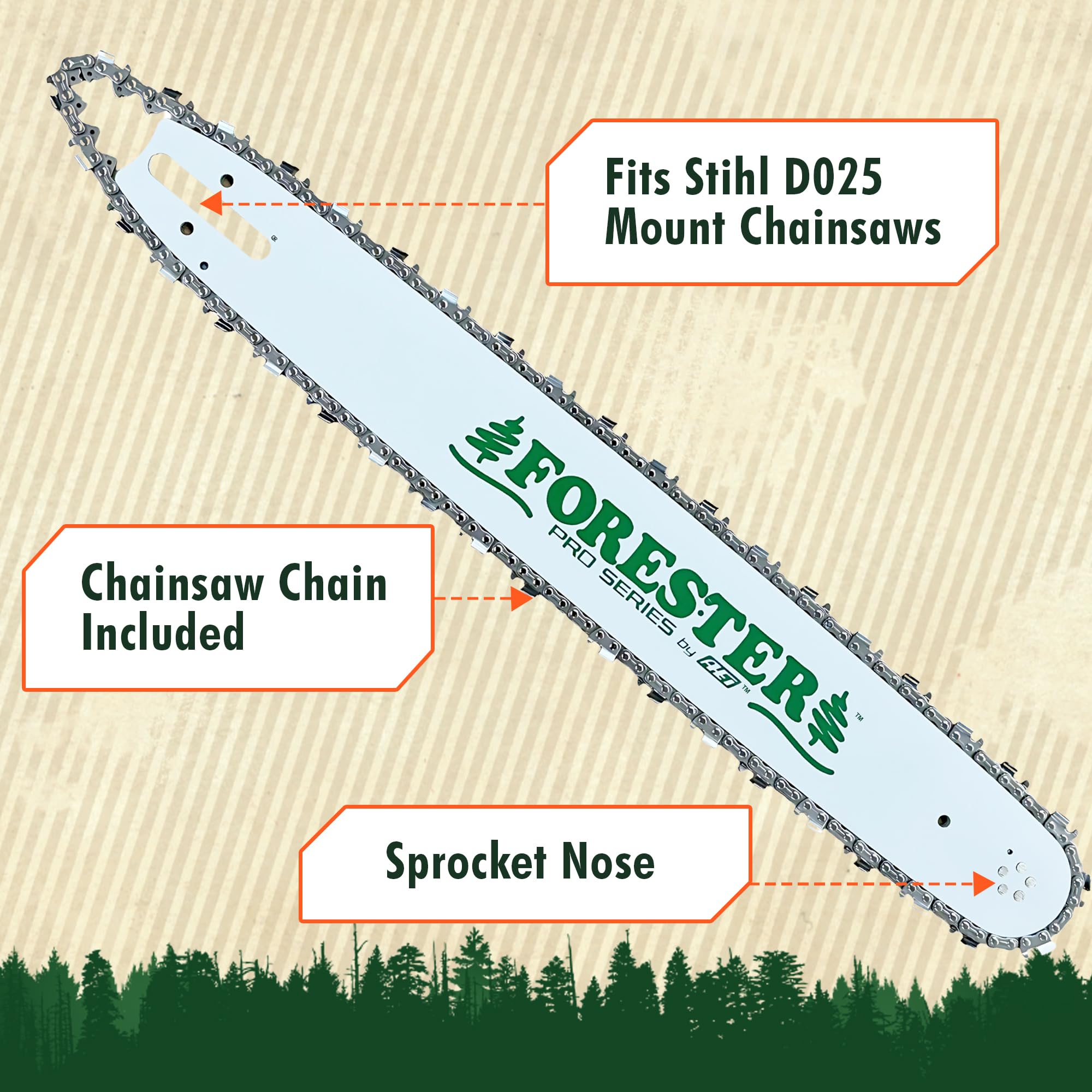 Forester Combo de barra y cadena de 20 pulgadas para motosierras Stihl grandes de paso de 3/8 pulgadas, montaje de calibre .050