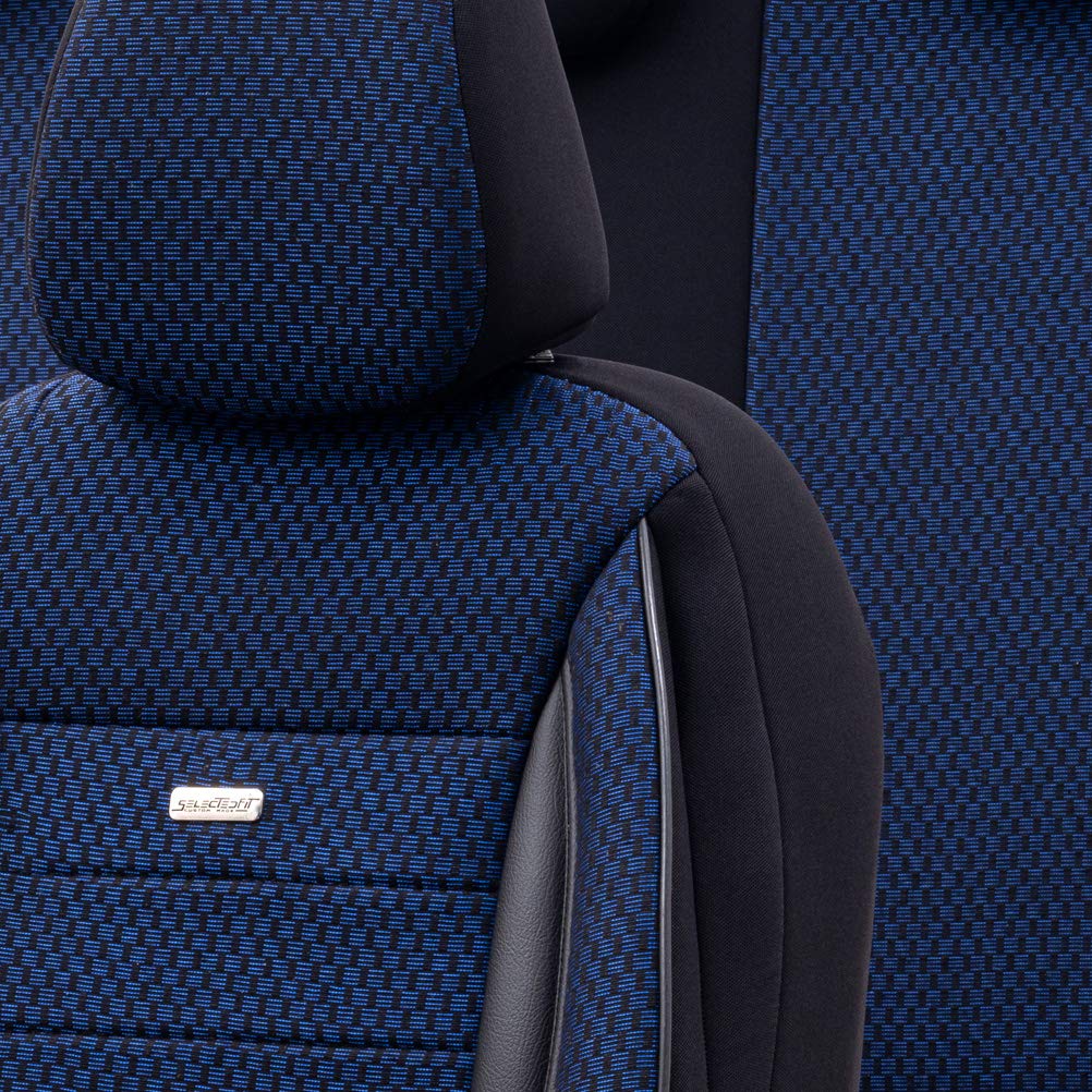 OtoM Fundas de Asiento universales de Tela 'SelectedFit Sports' Negro/Azul - 11 Piezas - compatibles con airbags Laterales