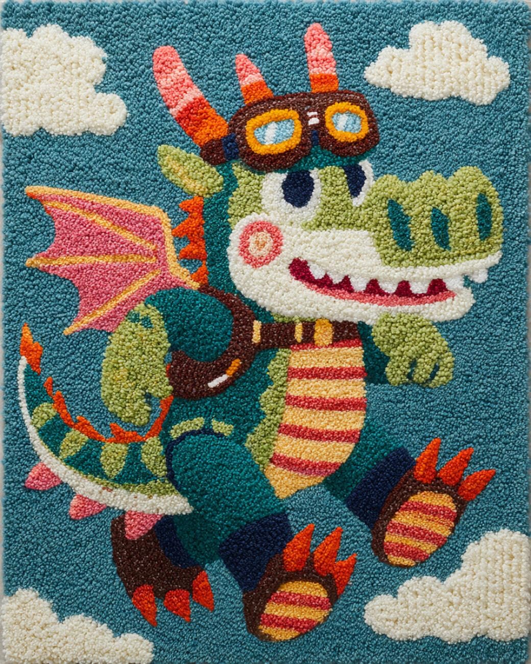 Ambattery W Large Rug Making Kit Cartoon Dragon 55X75cm