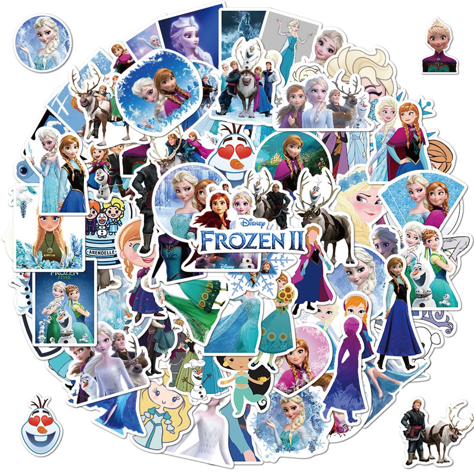 100Pcs Frozen Sticker for Girl, Cute Princess Elsa Waterproof Vinyl Stickers for Teen Kids Adult Water Bottle, Laptop, Phone, Computer, Guitar, Notebook-The Snow Queen