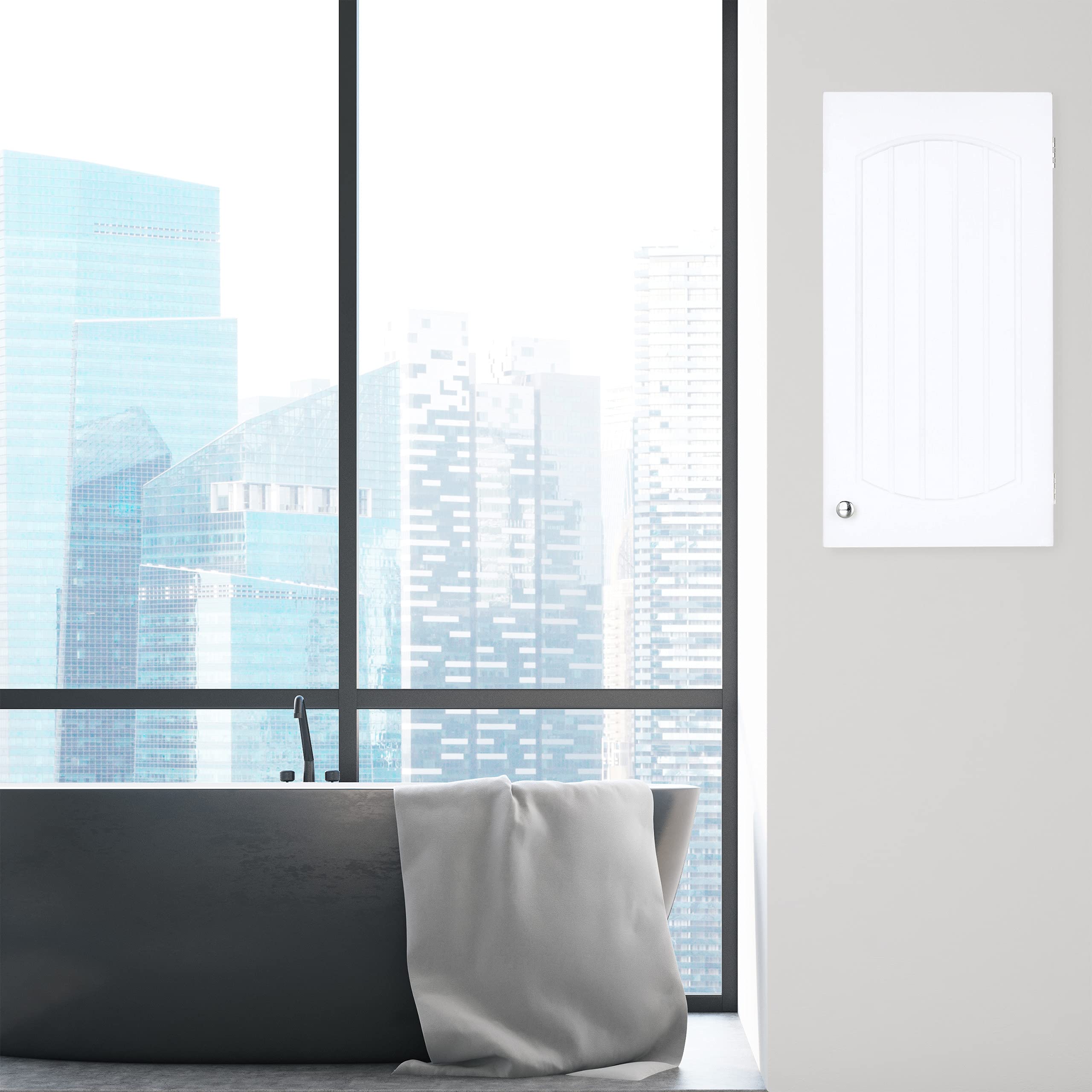 Relaxdays Pensile Bagno, Armadietto, Mobiletto, Design a Lamella, 2 Ripiani, Legno MDF, HLP: 60 x 30 x 20,5 cm, Bianco