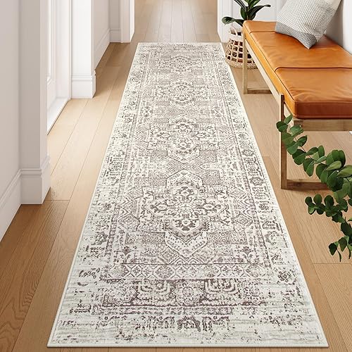 Miniatura 1 de Lahome Alfombra bohemia vintage beige de 2 x 8 pulgadas, ultra suave, lavable a máquina, con parte trasera de goma, antideslizante para interiores,