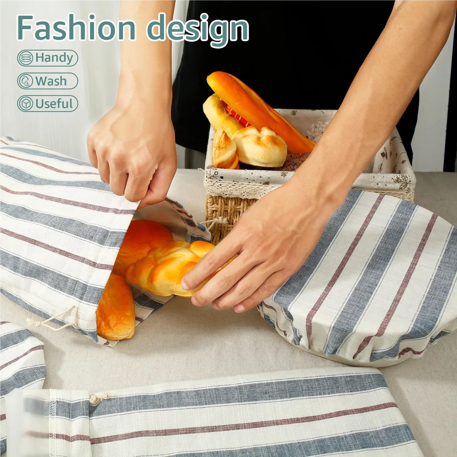 Sacchetti Per Pane In Lino Borsa for il pane in lino, 4 pezzi, riutilizzabile, con cordoncino, pasta madre non sbiancata