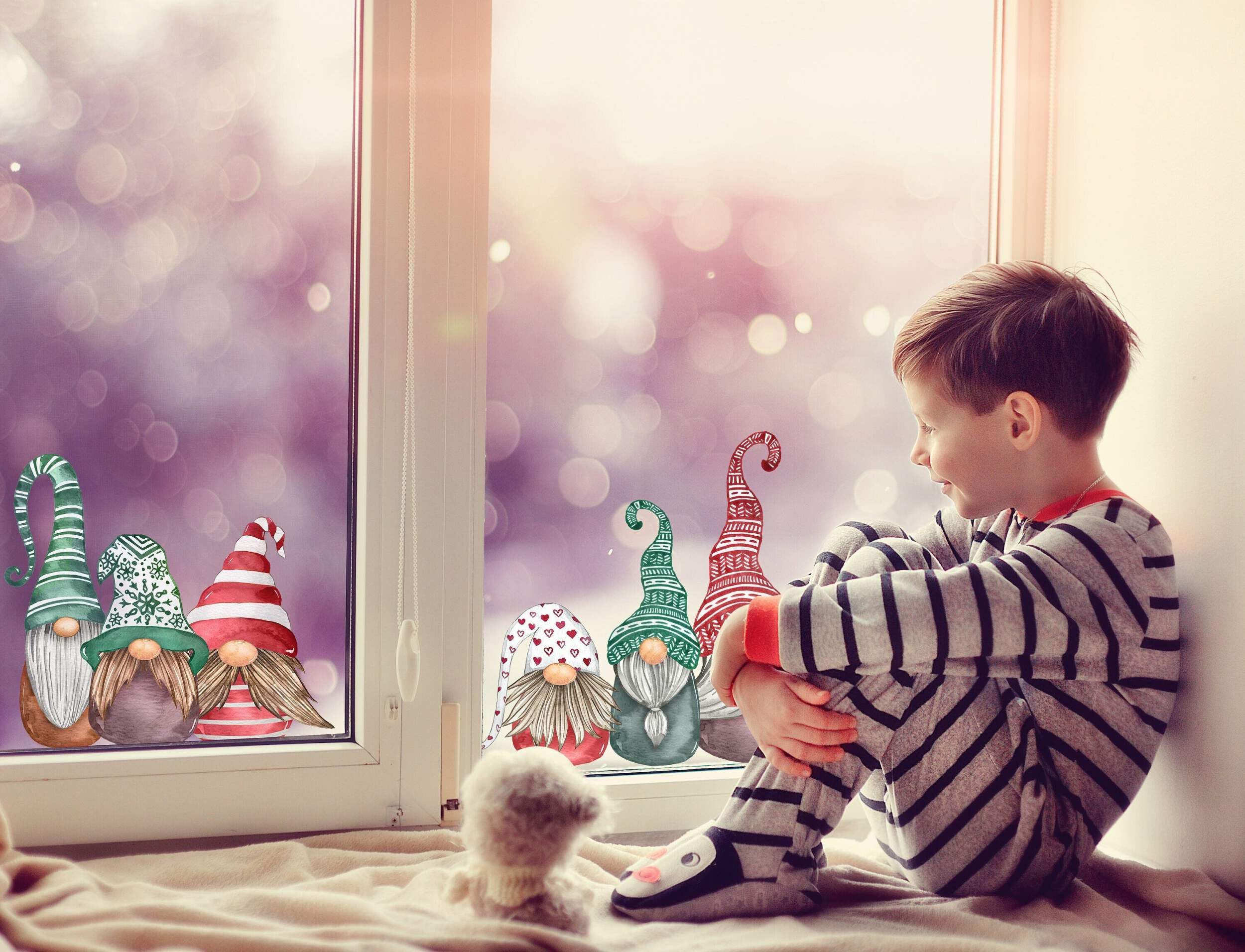 Quotemywall Christmas Gnomes Quote My Wall Christmas Tree Window Stickers Decorations For Home Shop Decals - Removable Kids Snowy Xmas Tree Window Films (Christmas Gnomes)
