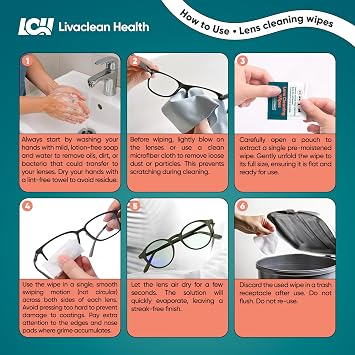 250 CT Lens Wipes for Eyeglasses - Pre-Moistened, Individually Wrapped Eye Glasses Cleaner Wipes - Streak-Free & Scratch-Free Glasses Wipes for Sunglasses, Camera Lenses & Phone Screen Wipes