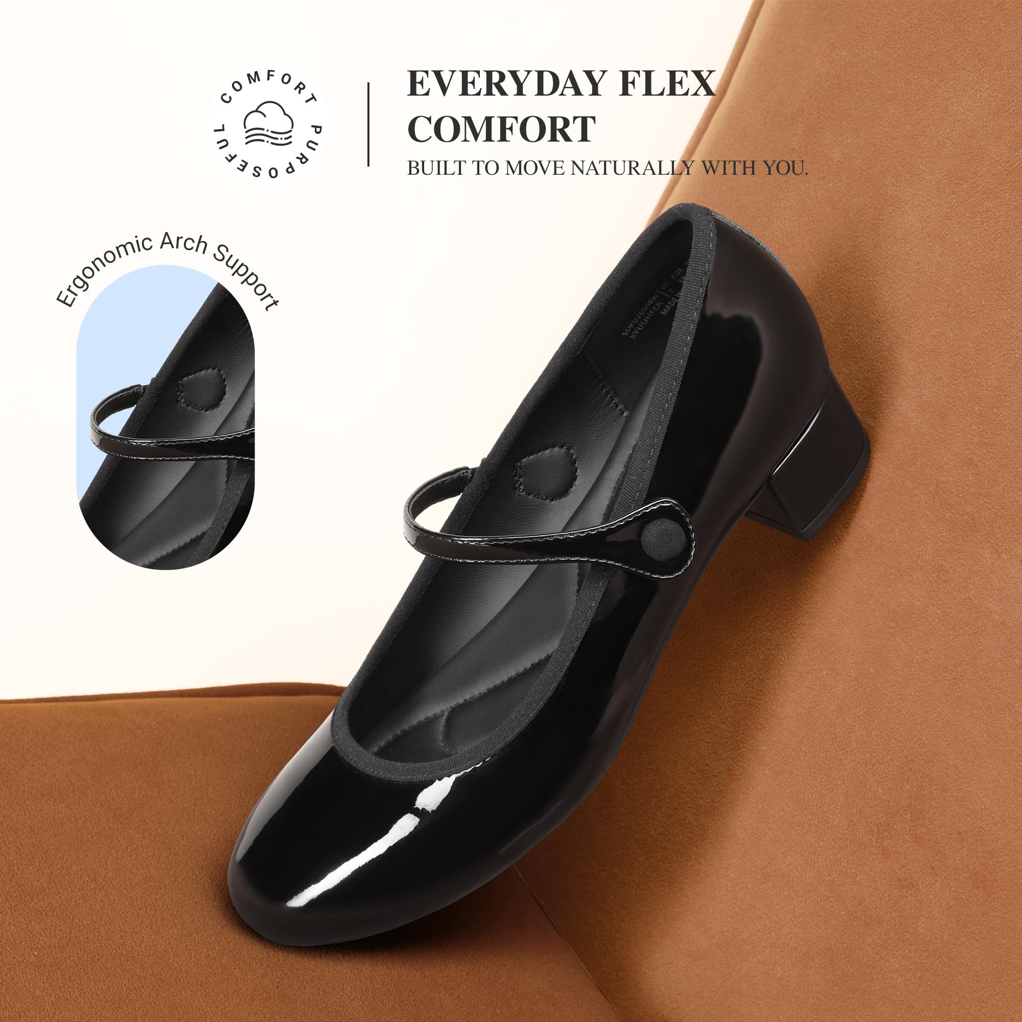 DREAM PAIRS Mary Jane Donna – Comode Eleganti Scarpe Slip-on con Tacco Basso e Largo – Modello Chiuso a Punta Tonda, Ldeale per Lavoro e Tempo Libero