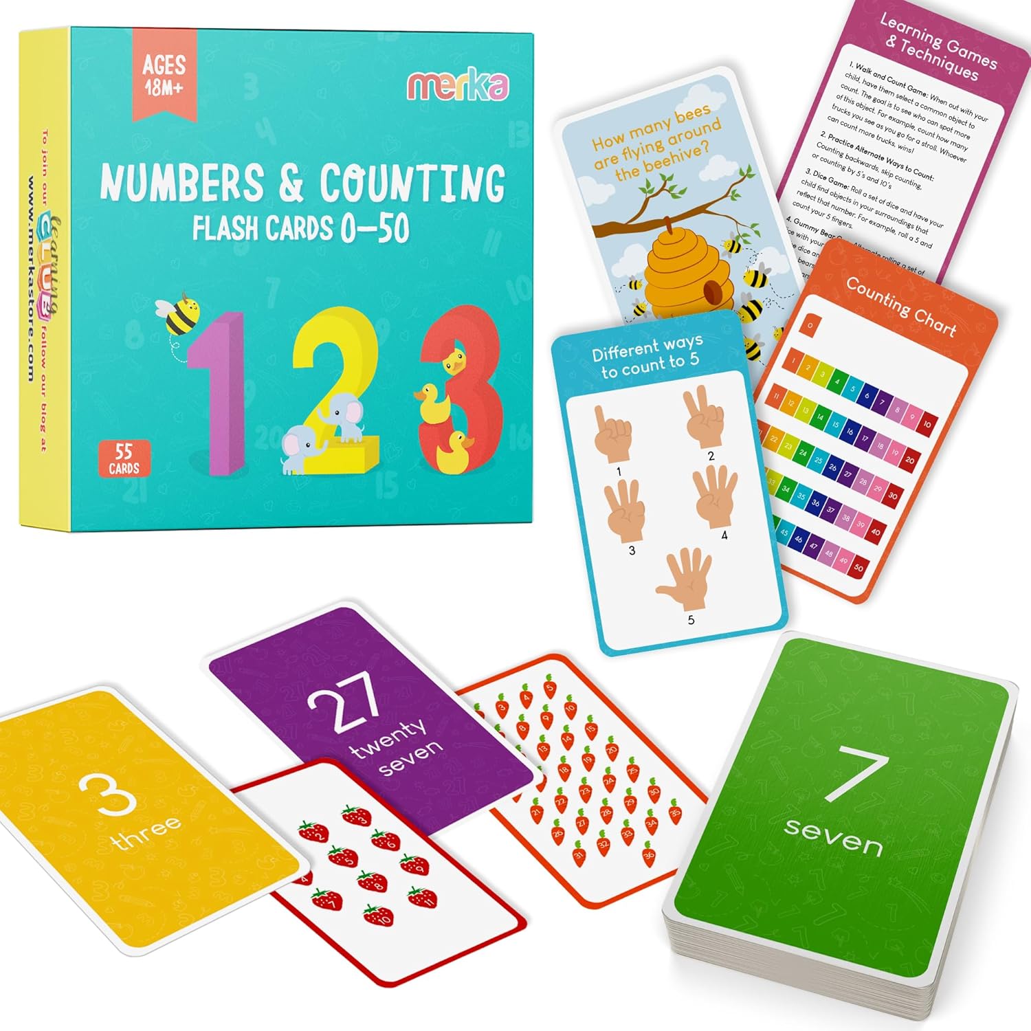 Merka Flash Cards for Toddlers 24 Years Number Flash Cards