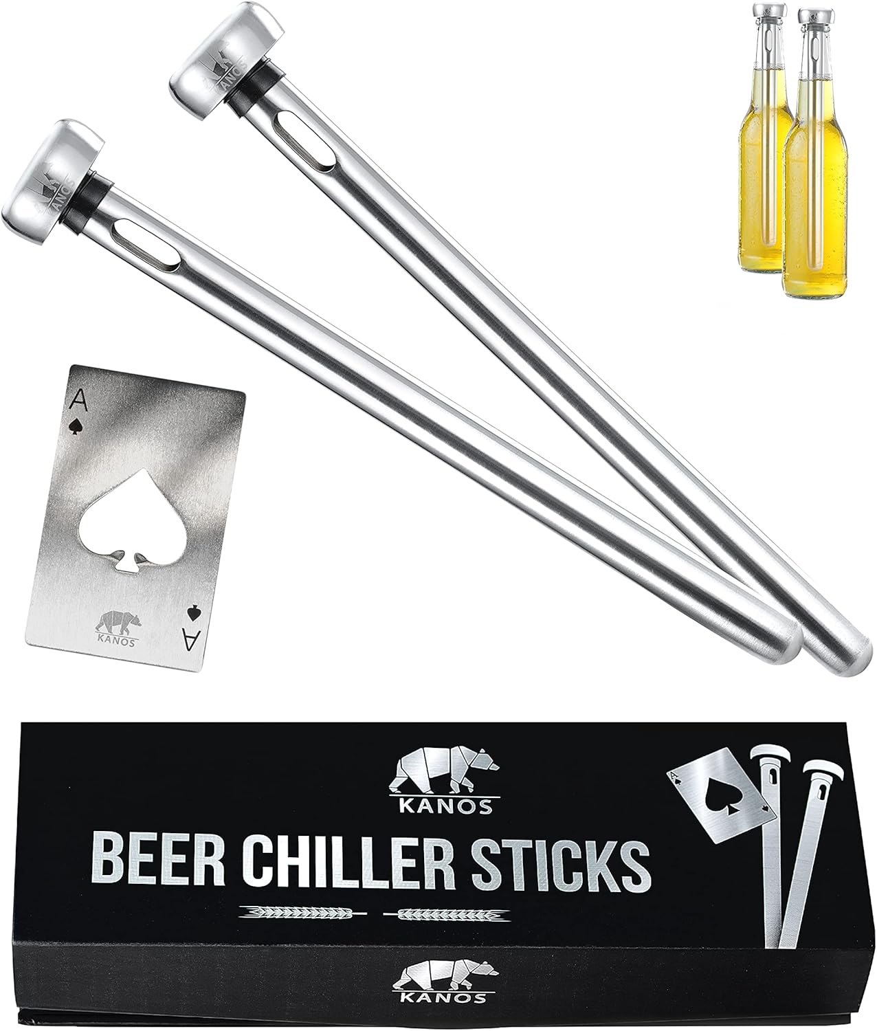 Buy Beer Chiller Sticks For Bottles By KANOS Set of 2 Stainless Steel