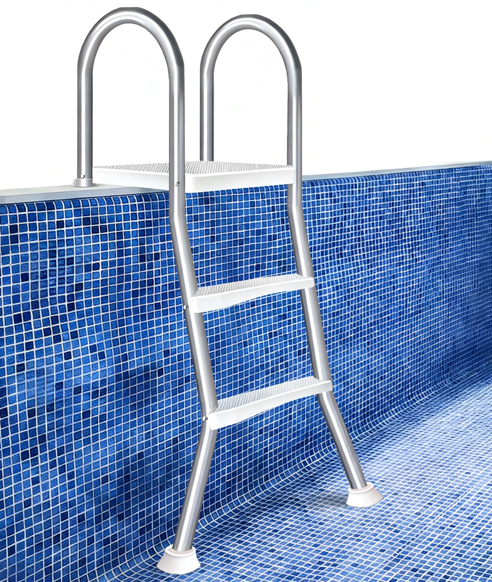 Wide Step Swimming Pool Ladder, A-Frame 4 Step Stainless Steel Above Ground Pool Stairs, Sturdy Non-Slip Design 250kg Load Pool Steps,85cm