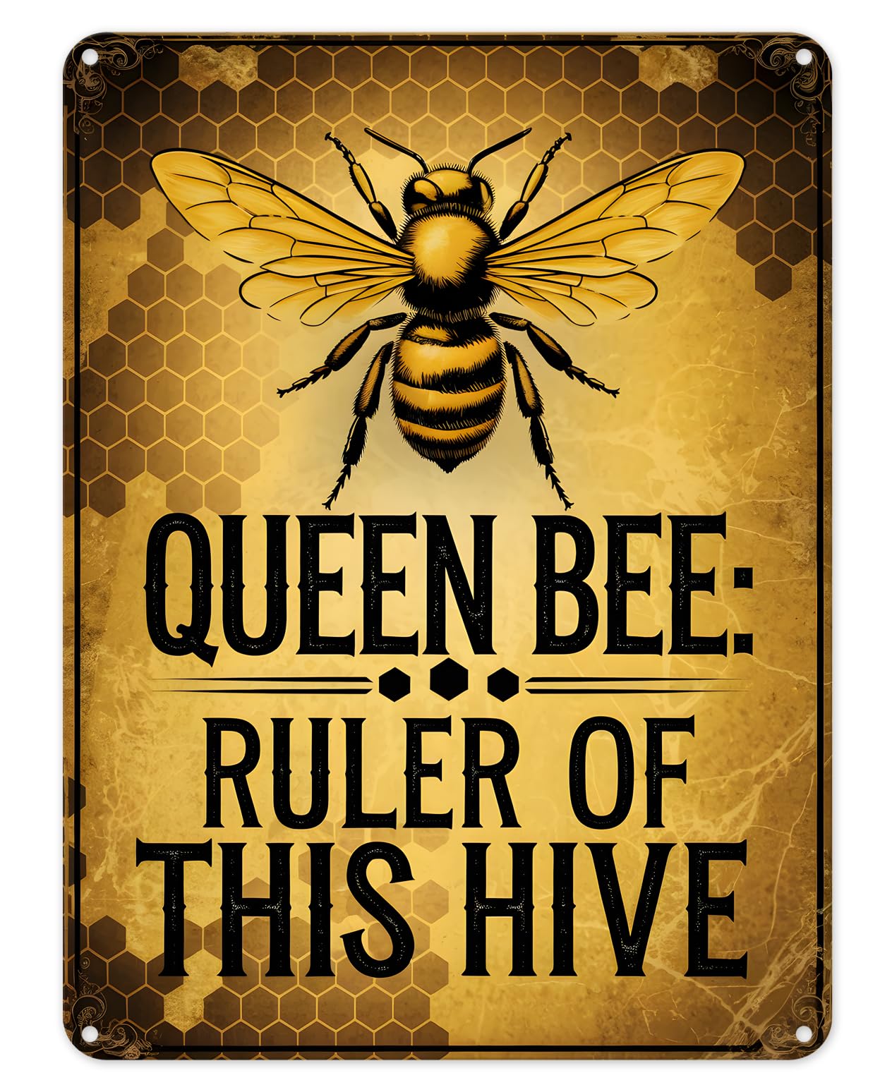 Shopagift Queen Bee Ruler of This Hive Metal Poster Wall Tin Sign Man Cave Shed Bar Bedroom Home Kitchen - A4