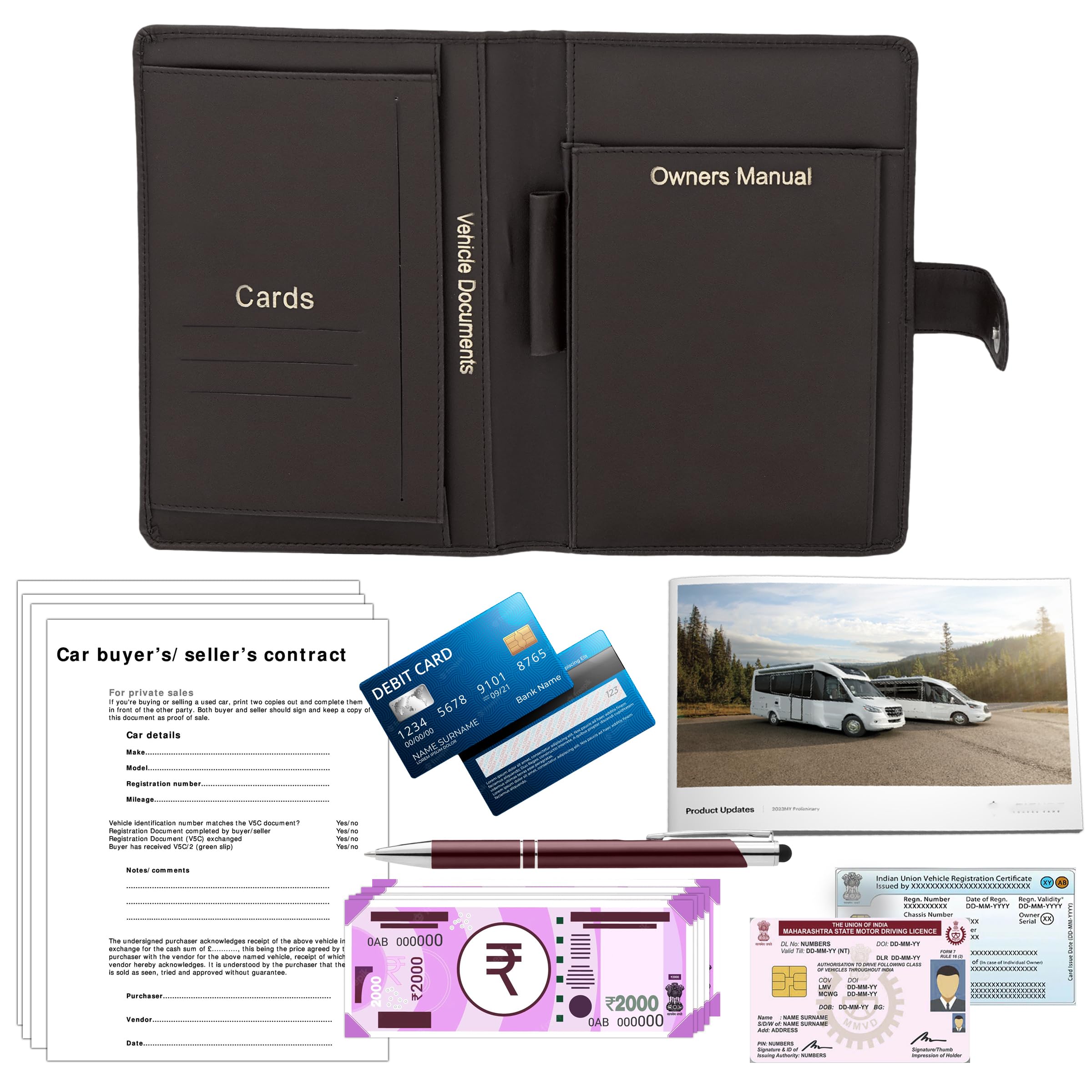 Storite Car Document Holder Owner Manual (Dark Brown)