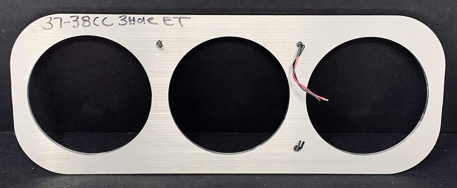 1937 1938 Chevy Car (3) Gauge Quad Dash Insert - Engine Turned Billet Aluminum