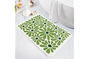 Liven Up Your Bathroom with Our Delightful Green Floral Rug