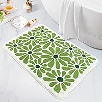 Vista 1 de SHIYUE Alfombras verdes de baño, tapetes de piso de microfibra suaves y esponjosos para baño, antideslizantes e impermeables en el reverso, tapete