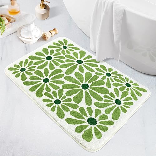 SHIYUE Alfombras verdes de baño, tapetes de microfibra suaves para baño, antideslizantes e impermeables, tapete de baño suave, para decoración de