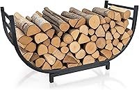 Facka 30 Inch Curved Firewood Rack - Rustproof Metal Log Holder for Indoor Outdoor Fireplace Storage