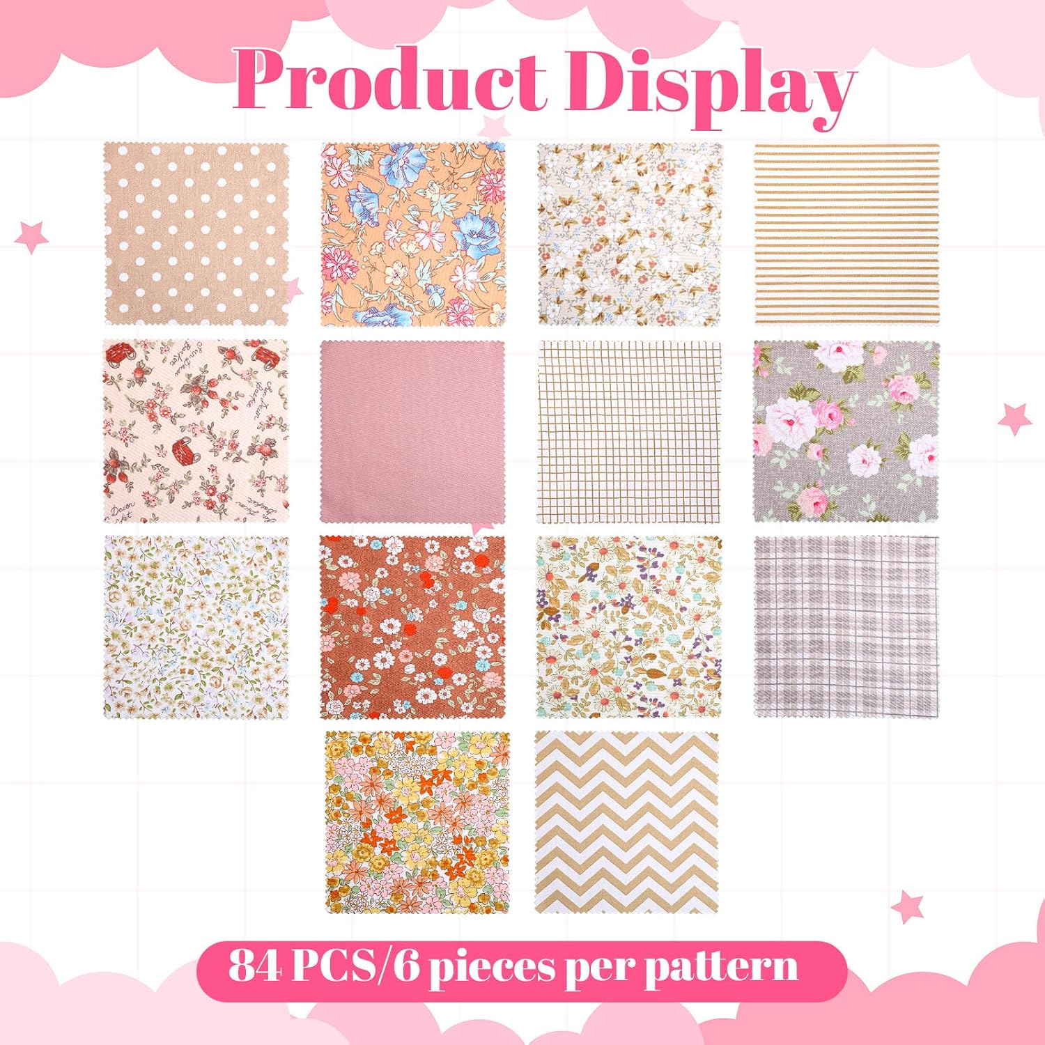 84 Pcs Vintage Charm Packs for Quiltings 5x5 inches