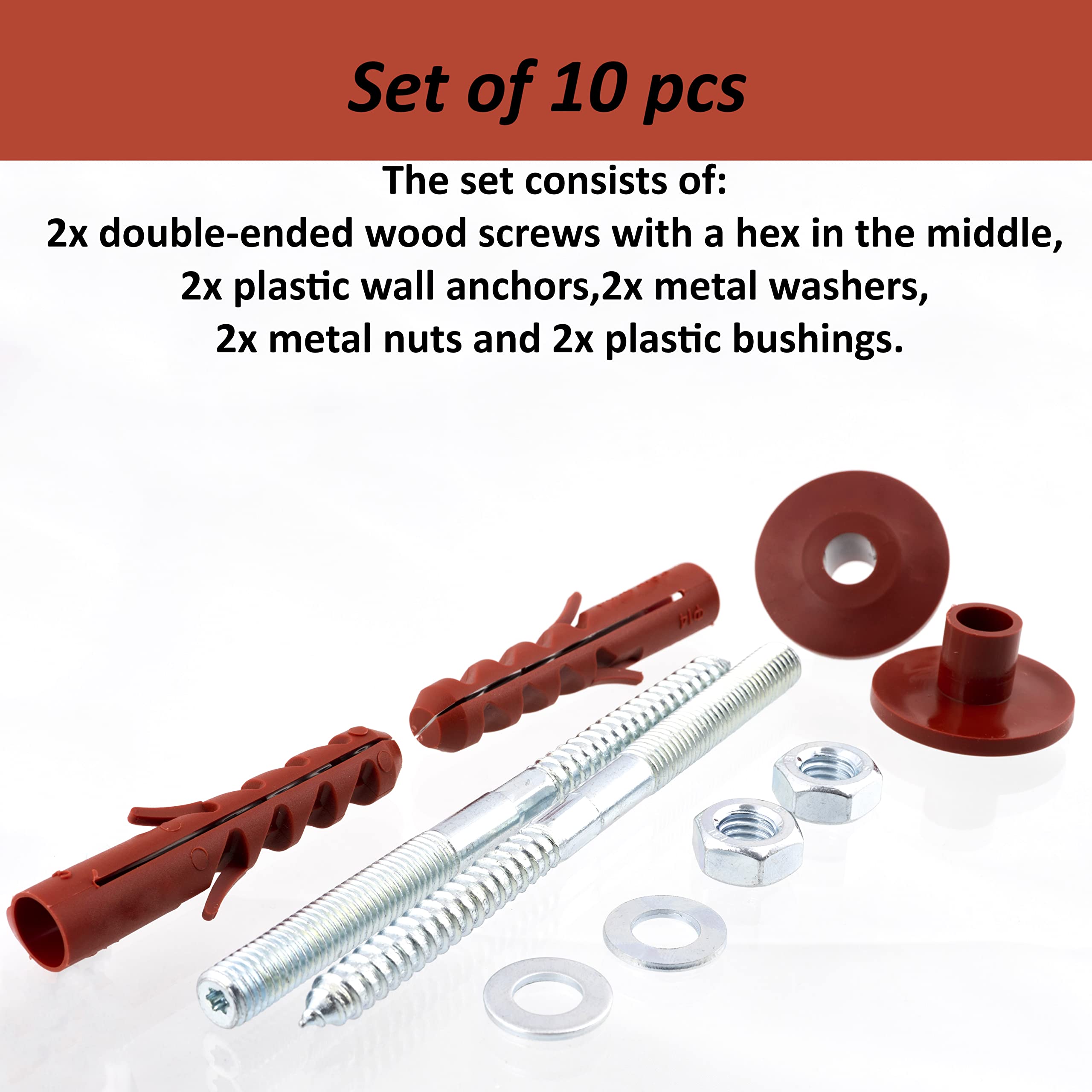 AERZETIX - C65237 - Kit di fissaggio a parete per lavabo sospeso sanitario vite M10x140mm - prigionieri filettati - tassello Ø14x75mm - kit di montaggio lavello fissaggio impianti idraulici