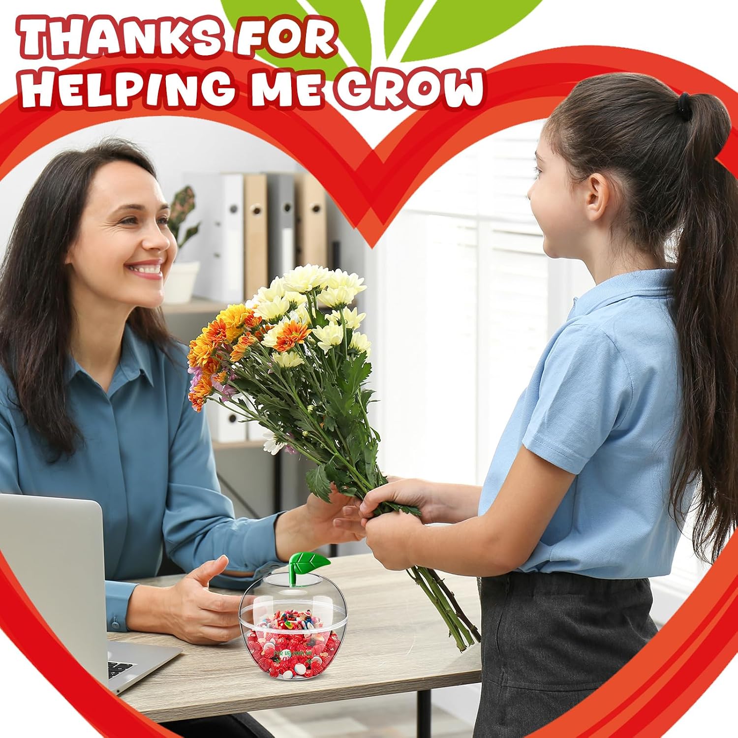 Mimorou 24 Pack Back to School Teacher Gifts Bulk Clear Plastic Apple Containers Apple Shaped Candy Jar Boxes Filling Container Teacher Appreciation Gifts for First Day of School Party Favor