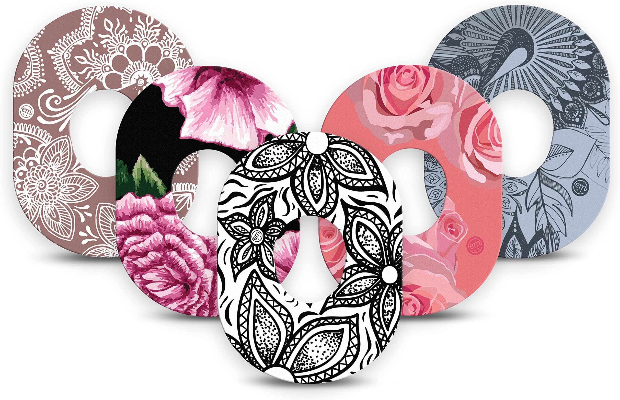 Adhesive Patch for Dexcom G7 & Stelo (5-Pack) - Made in The USA, Waterproof, Split Backing, CGM Tape (Floral Variety Pack)