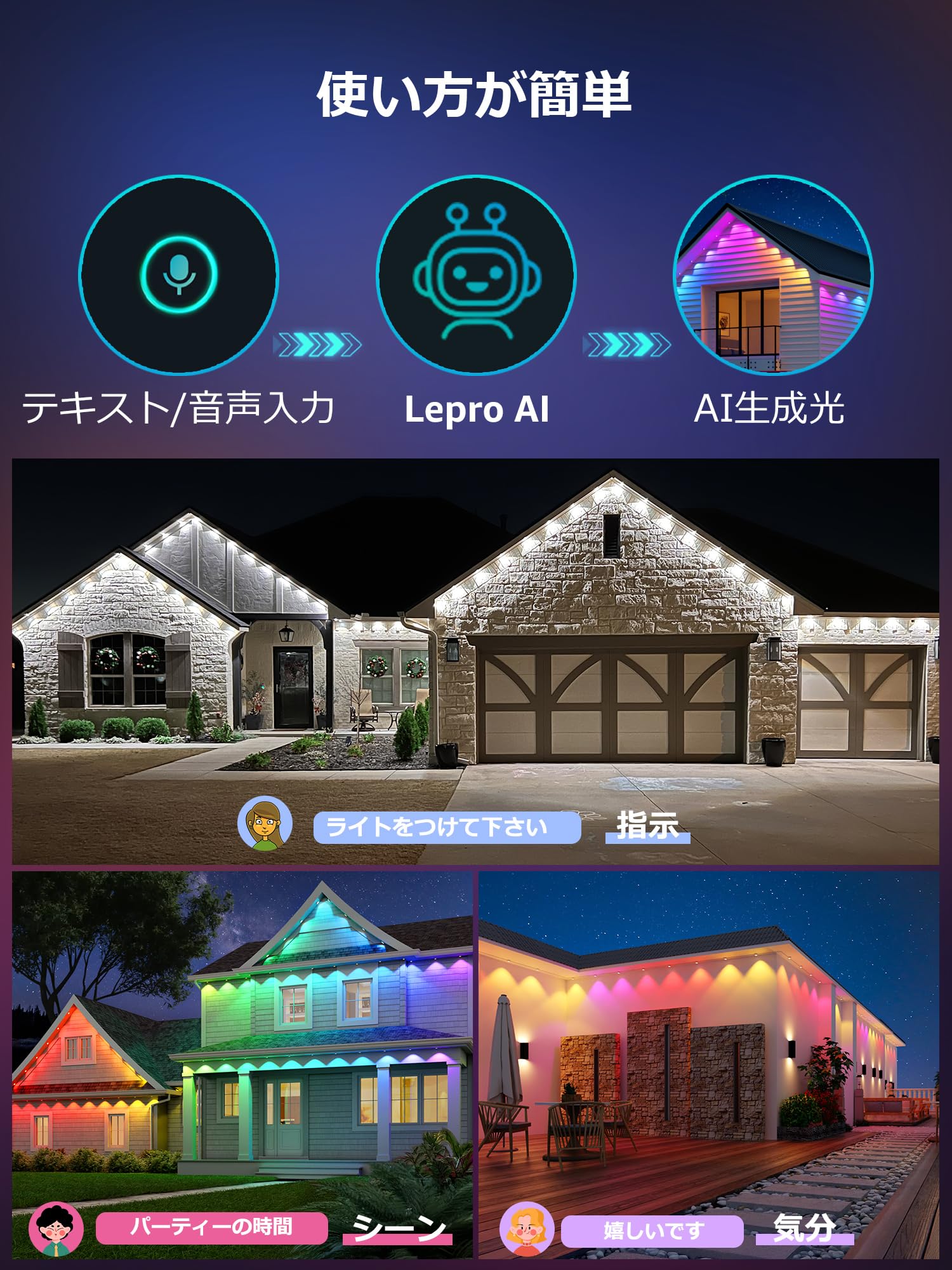 【新品】Lepro E1 AIスマートLEDストリングライト（2本セット） Amazon.co.jp: Lepro E1 AI ledストリングライト 30灯 15.3m AI照明