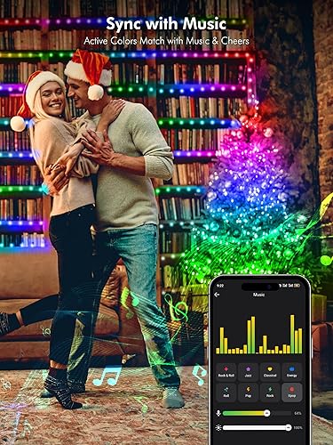 Miniatura 6 de ODEETRONIC Luces de Navidad inteligentes RGB  66 pies 200 luces LED que cambian de color, cadena de luces de Halloween funciona con AlexaGoogle