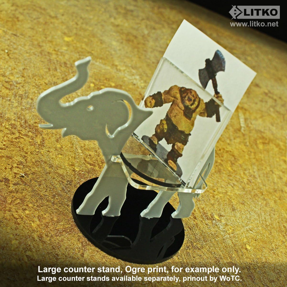 LITKO Elephant Character Mount with 3 inch Circular Base, Grey