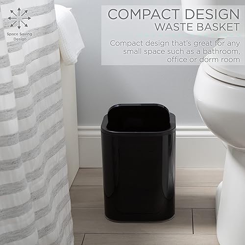 Miniatura 4 de Bath Bliss Paquete de 2 cubos de basura acrílicos de 8 L  Dimensiones 7.5 x 7.5 x 10 pulgadas  Blanco  Contemporáneo  Tapa oscilante  8 litros