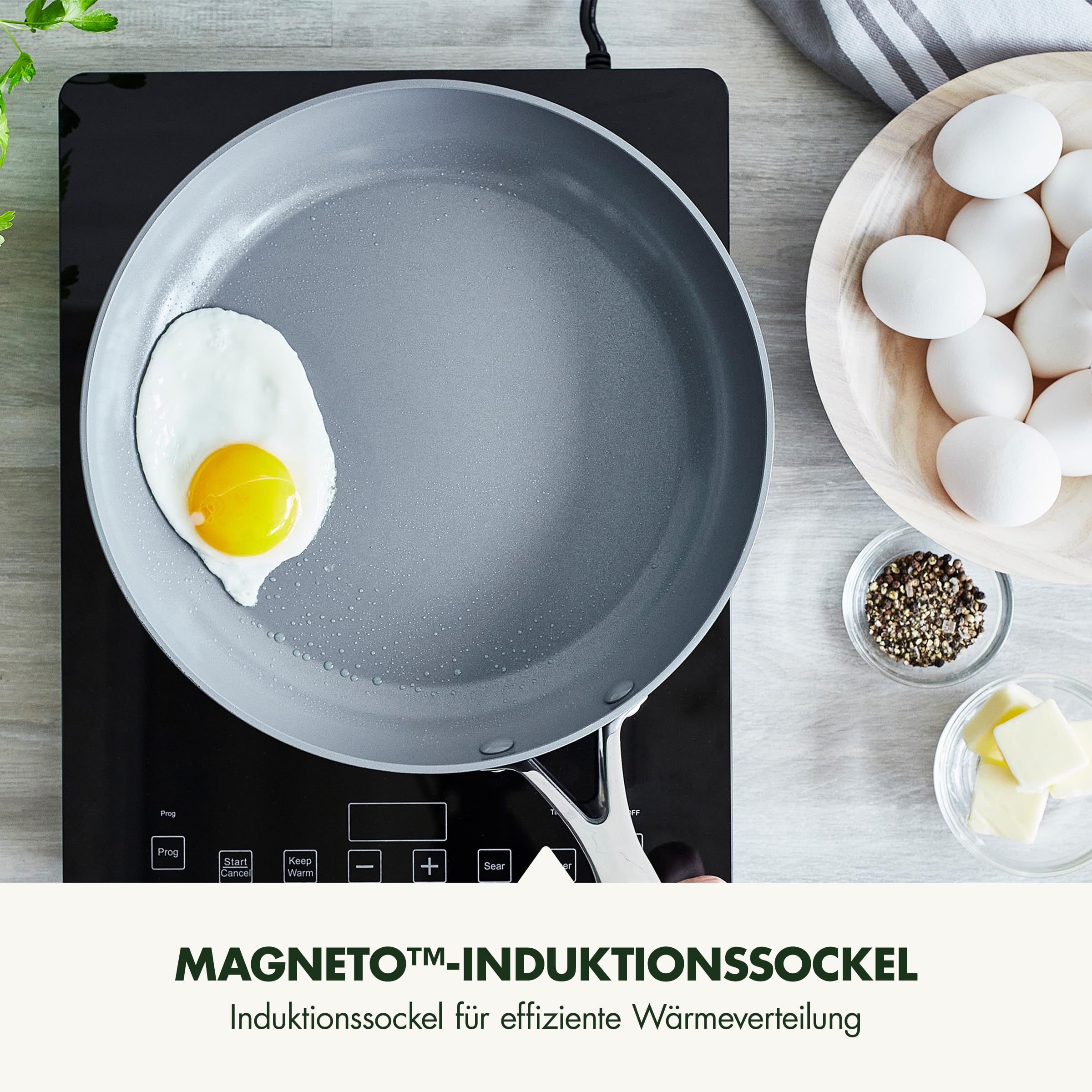 GreenPan Valencia Pro Harteloxierte Gesunde Keramik Anti-Stick 20 cm & 26 cm Bratpfannen-Set, PFAS-frei, Edelstahl-Griff, Induktion, Spülmaschinenfest, Backofenfest, Grau