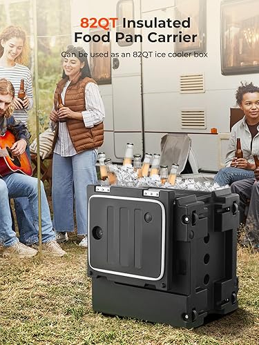 Miniatura 3 de Calentador de alimentos con ruedas, calentador de alimentos de carga frontal de 82 cuartos de galón, contenedor de alimentos aislado LLDPE con asas,