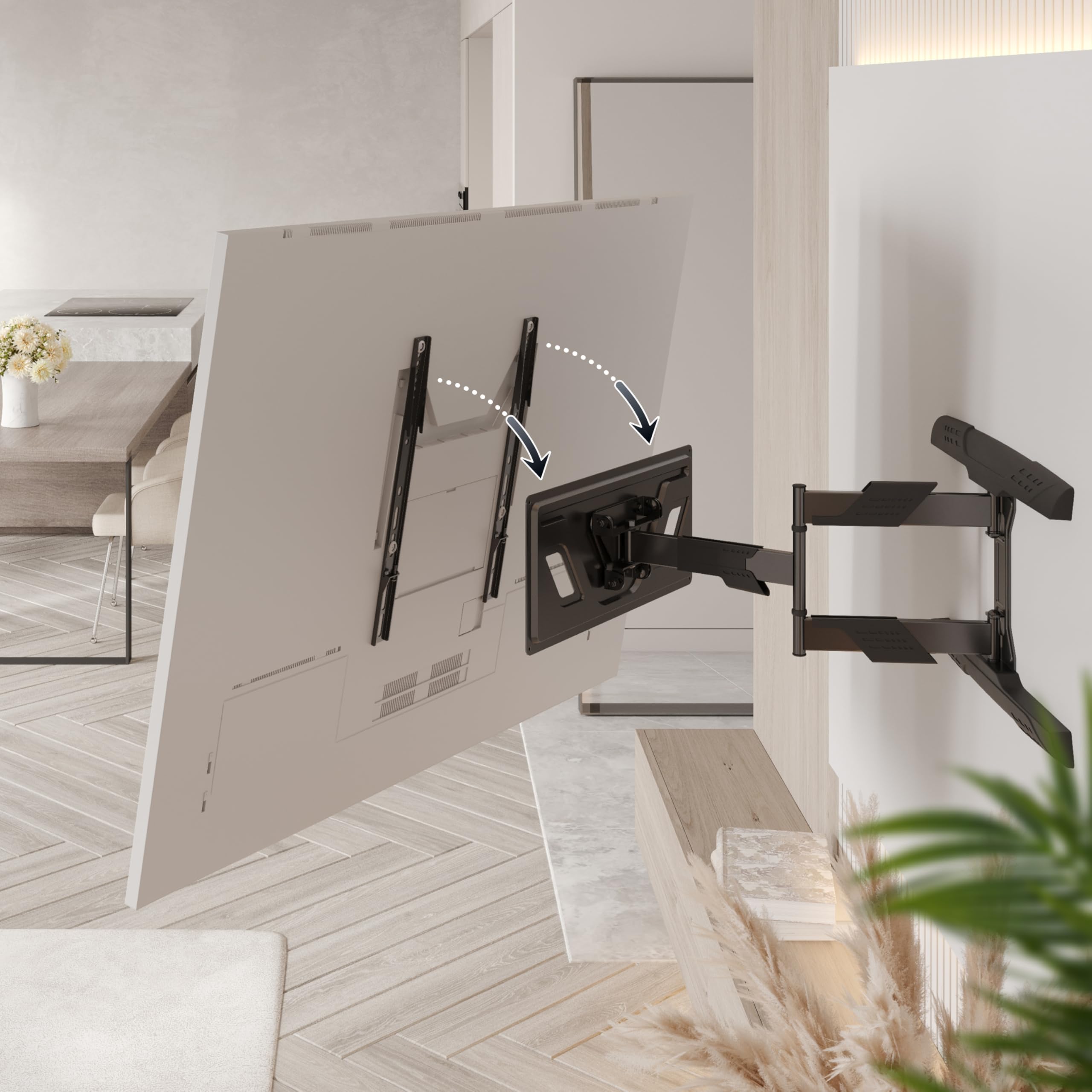 RICOO S5944 Supporto TV da parete Staffa TV 32-55 pollici per 32 42 43 50 55 pollici girevole inclinabile fino a 30 kg max VESA 400x400
