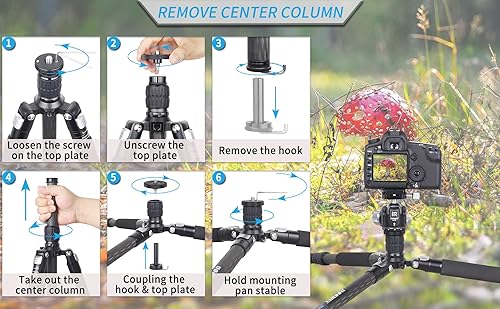 Miniatura 9 de INNOREL RT45C+N36 - Trípode de fibra de carbono portátil de 10 capas de viaje profesional compacto ligero para videocámara DSLR con cabezal de bola