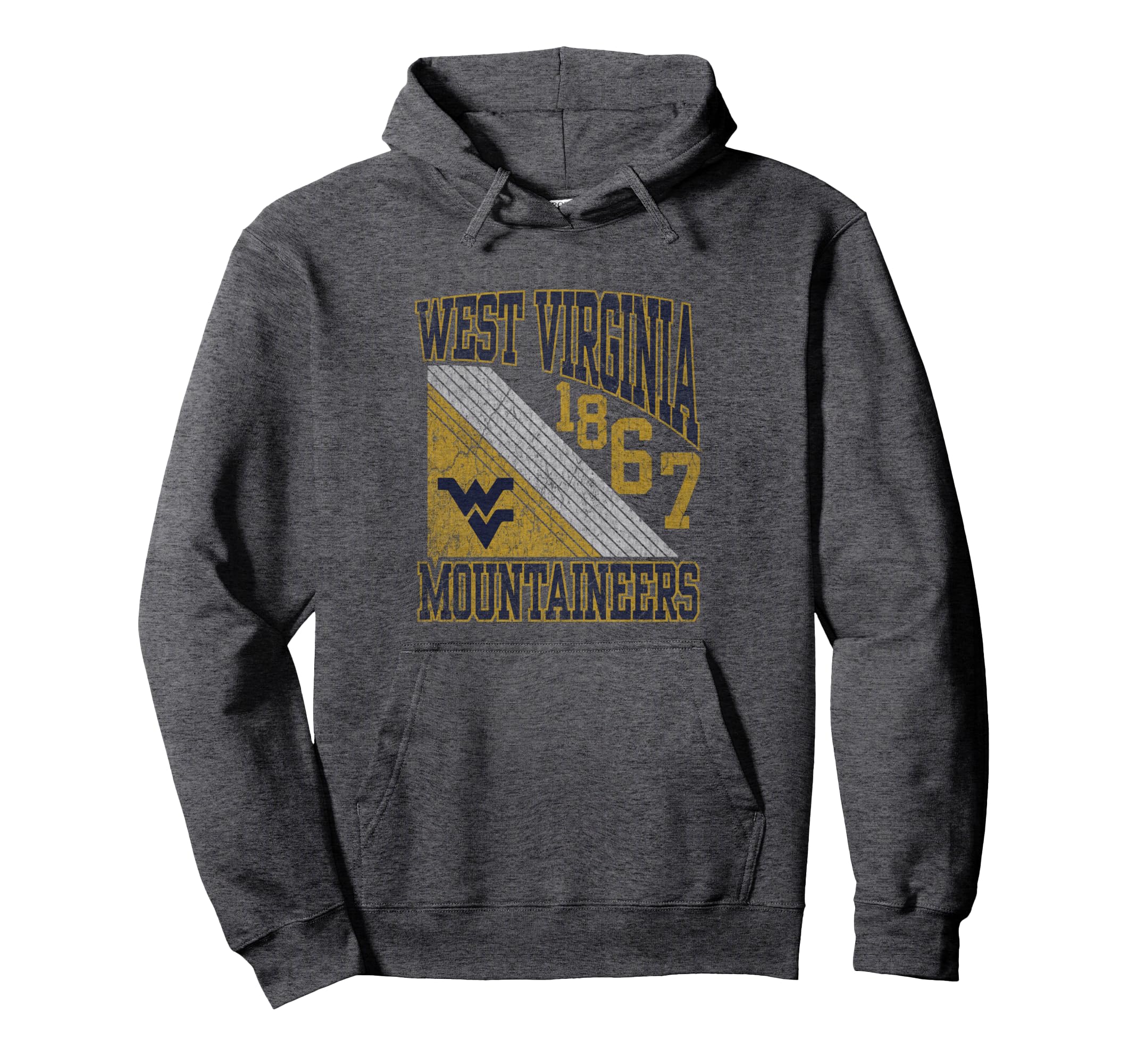 West Virginia Mountaineers Vintage 90's Curve Dark Heather Pullover Hoodie